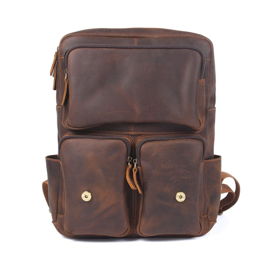 Timeless vintage brown leather backpack with superior materials