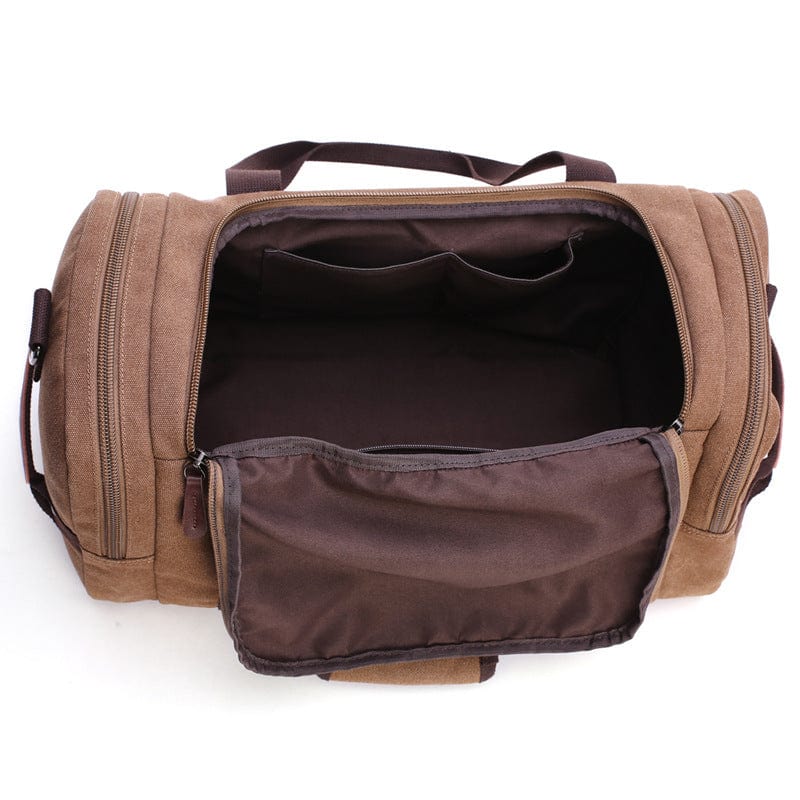 Sleek and functional canvas crossbody carry-on duffle