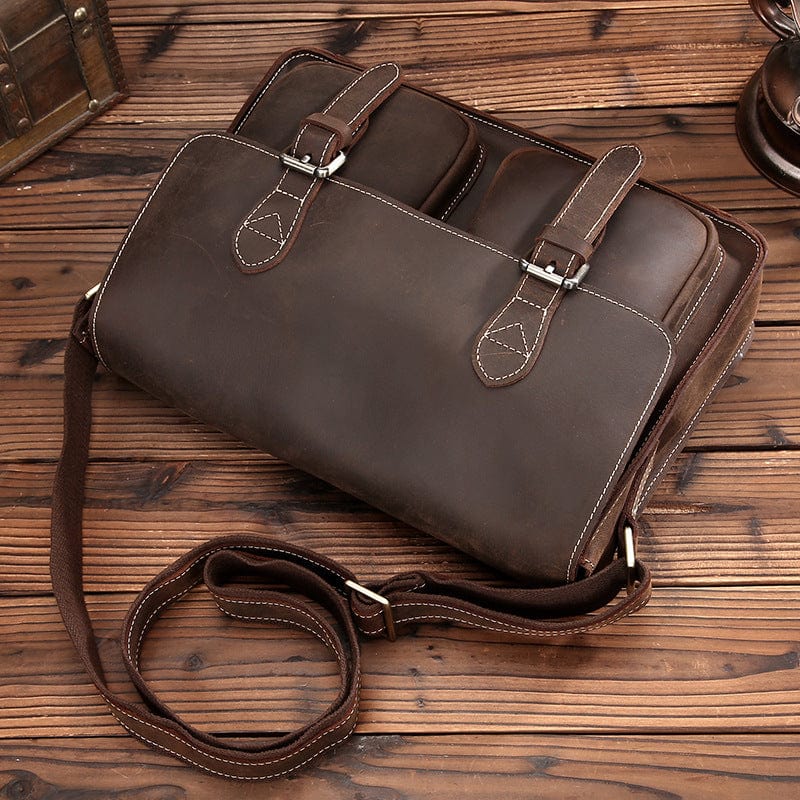 Chic and timeless men's brown leather crossbody bag