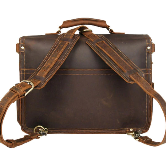 Sleek and stylish vintage brown leather messenger for men and women