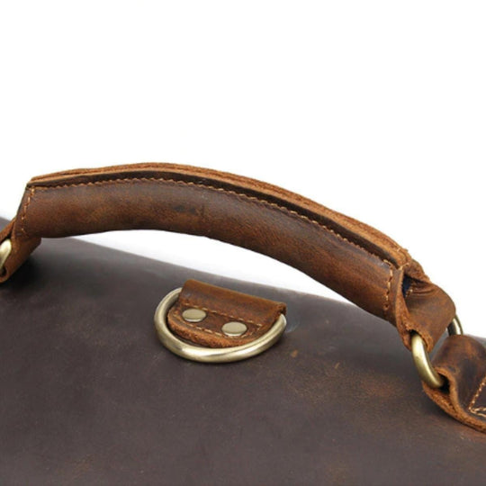 Versatile and unique brown leather messenger with vintage charm