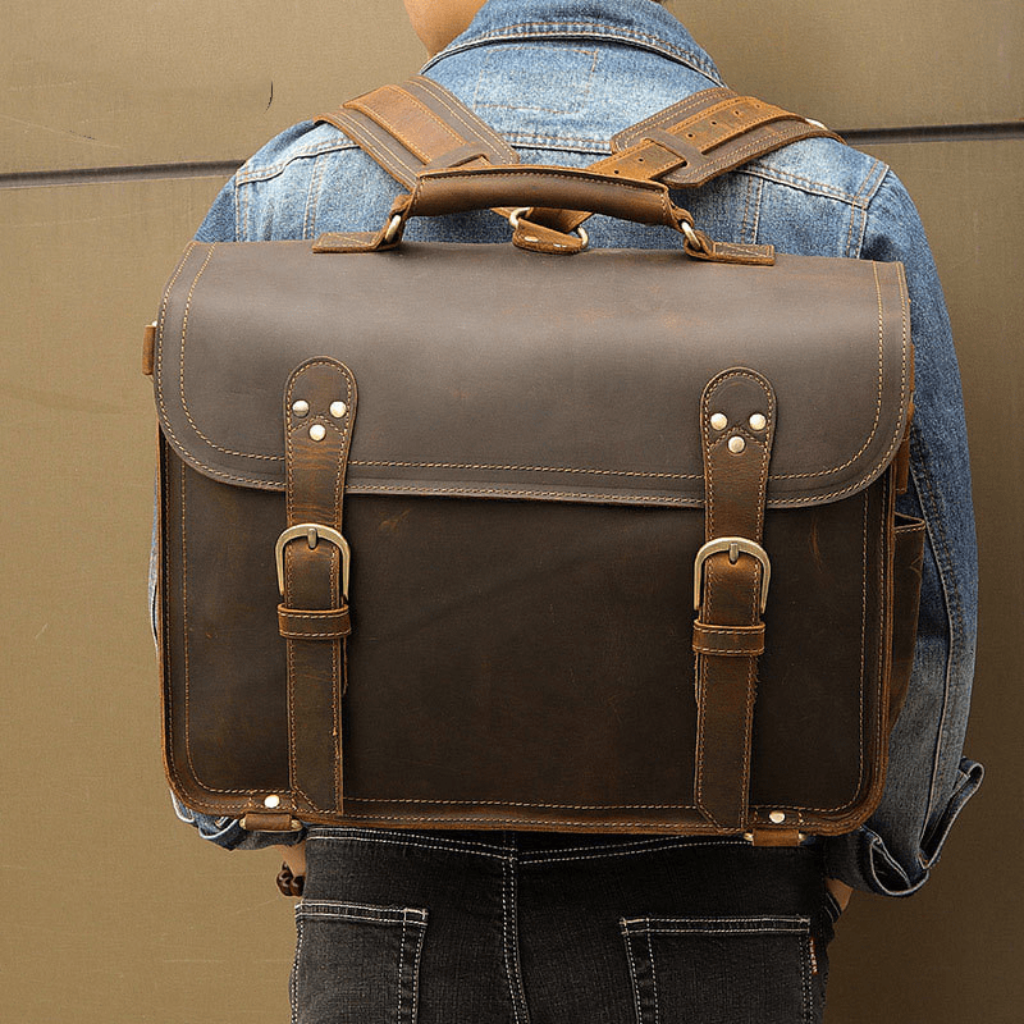 Fashion-forward men's and women's vintage brown leather messenger bag