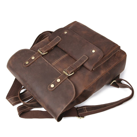 Luxury vintage-inspired patina leather backpack for him and her