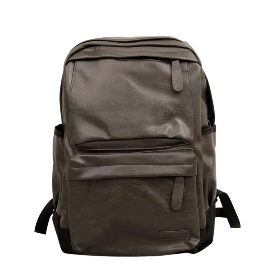 Fashion-forward unisex leather backpack with a touch of luxury