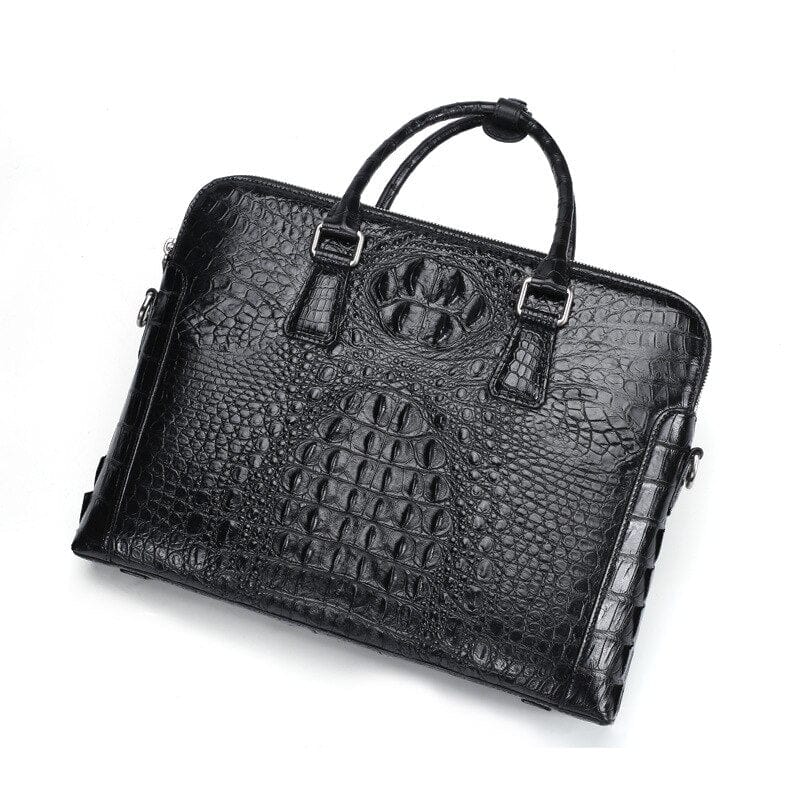 Genuine Croc Leather Men's Business Briefcase / 14" Laptop Bag - Leather Purse Backpack