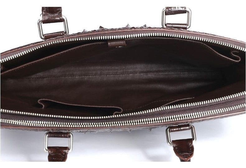 Genuine Croc Leather Men's Business Briefcase / 14" Laptop Bag - Leather Purse Backpack
