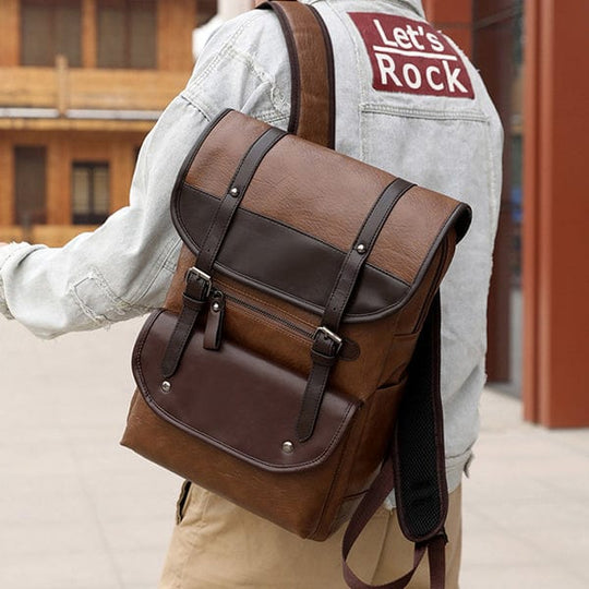 Luxury vintage-style leather backpack with high-quality craftsmanship