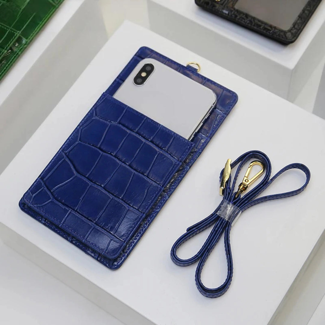 Luxury Croco Mobile Phone Bag, Purse & Wallet with Lanyard - Leather Purse Backpack