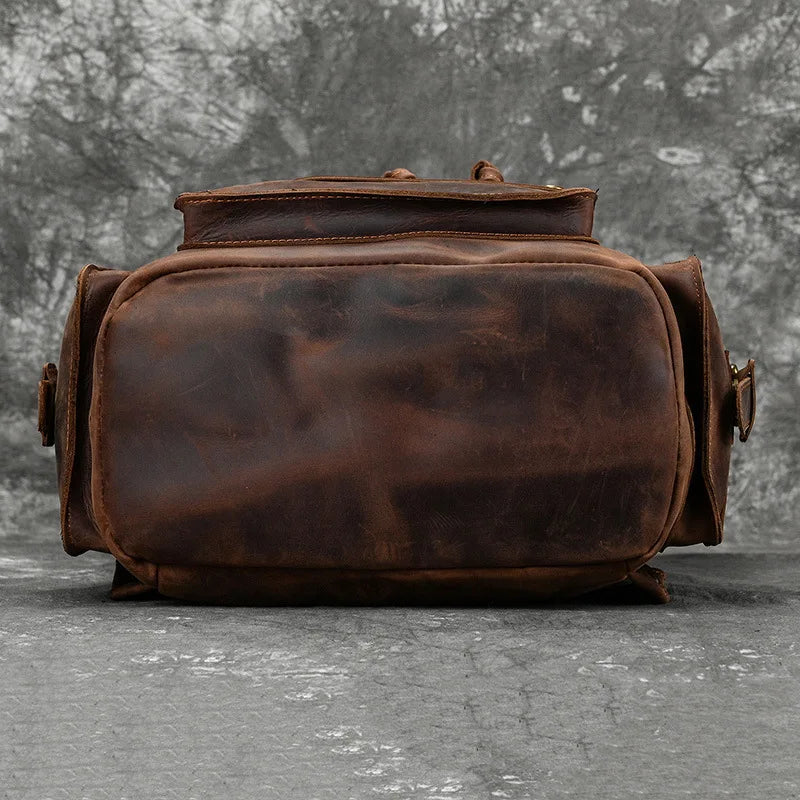 Men’s Genuine Leather Backpack, 17" Laptop Large Travel Bag