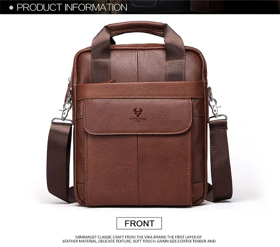 Men’s Genuine Leather Crossbody Bag, Business Travel Messenger