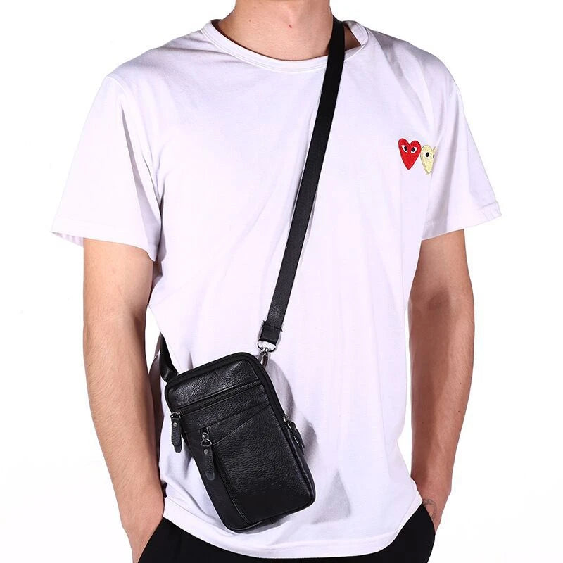 Men’s Genuine Leather Waist Bag, Phone Pouch Crossbody Pack