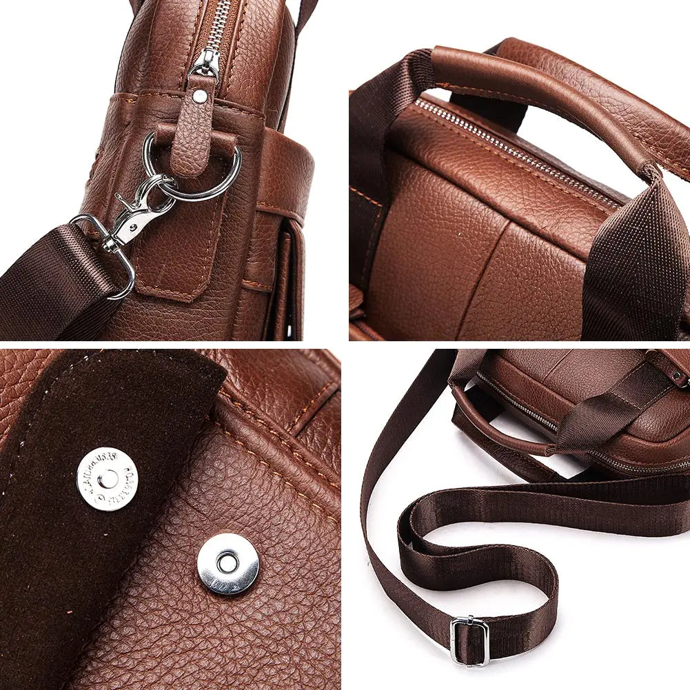 Men’s Genuine Leather Crossbody Bag, Business Travel Messenger