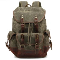 Vintage Crazy Horse Leather Backpack for Men, Large Hiking Bag
