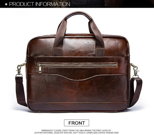 Genuine Leather Men's Briefcase, Business Laptop Messenger Bag