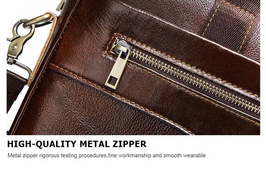 Genuine Leather Men's Briefcase, Business Laptop Messenger Bag