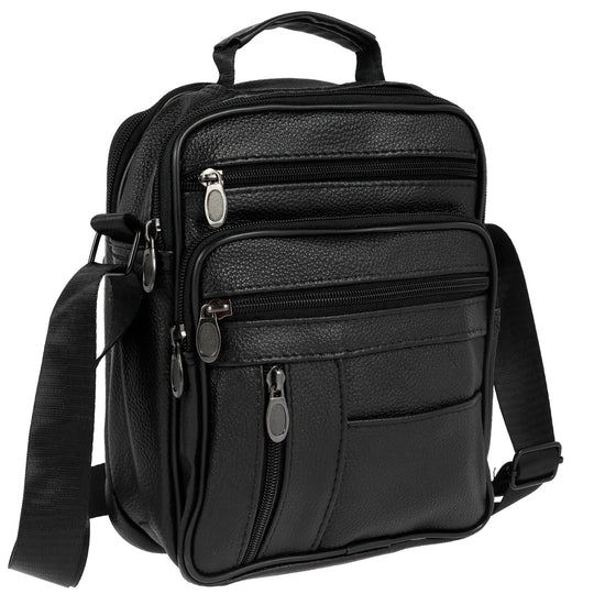 Men’s Leather Crossbody Chest Bag, Small Shoulder Daypack