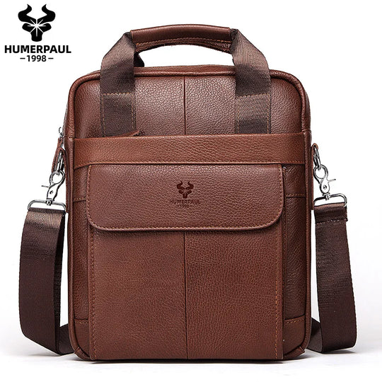 Men’s Genuine Leather Crossbody Bag, Business Travel Messenger