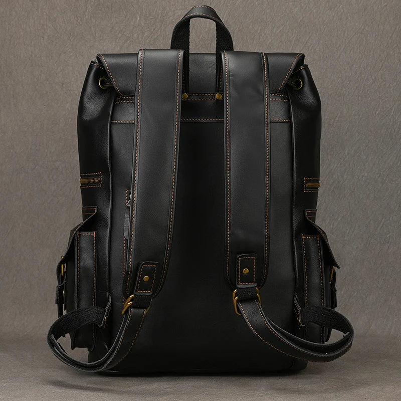 Men’s Genuine Leather Backpack, 17" Laptop Large Travel Bag