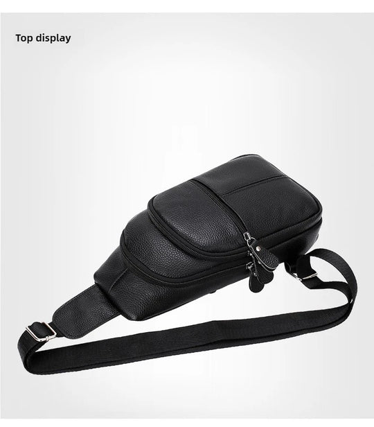 Men’s Genuine Leather Chest Pack, Large Capacity Crossbody Bag