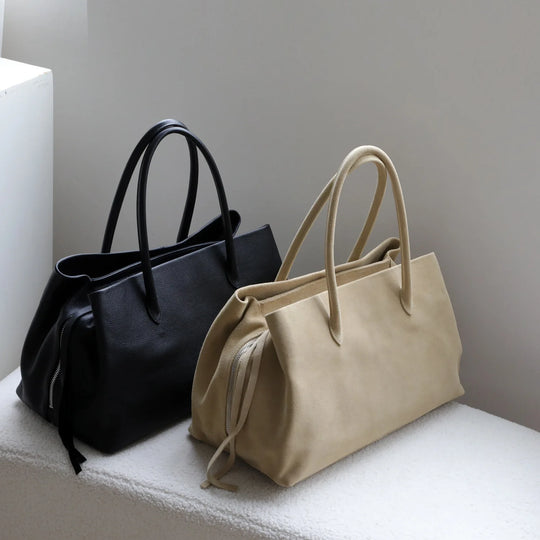 Women’s Genuine Leather Tote Bag, Vintage Luxury Designer Handbag
