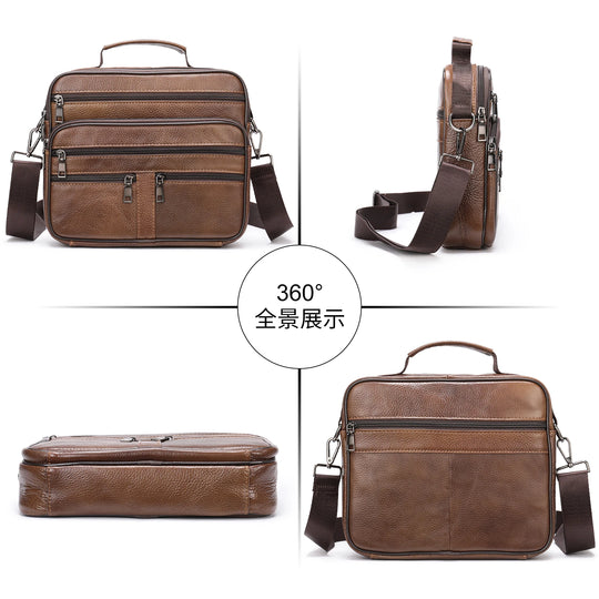 Men’s Genuine Cowhide Leather Shoulder Bag, Business Messenger