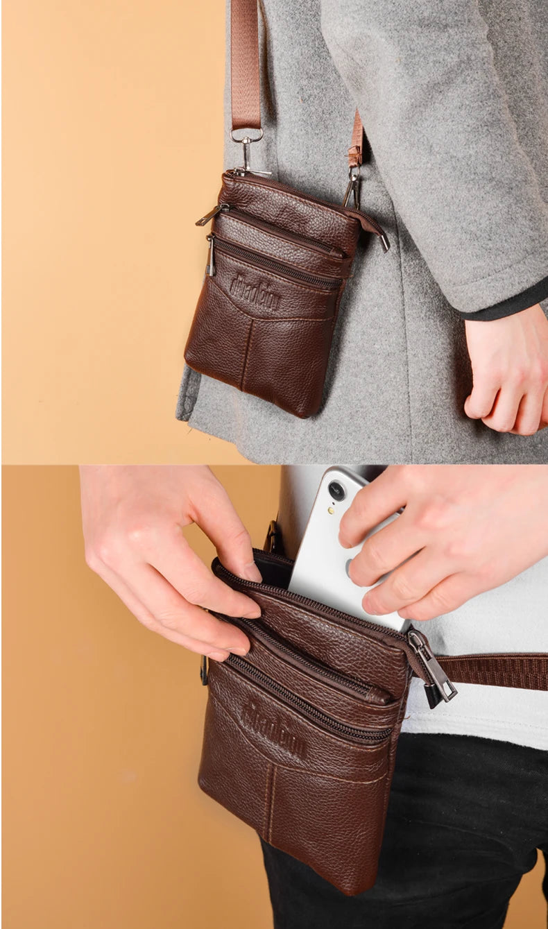 Men’s Genuine Leather Crossbody Bag, Business Messenger