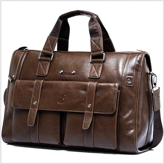 Luxury Leather Men's Briefcase, Business Laptop Bag 14–15.6" Messenger