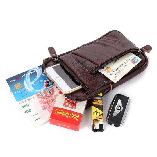 Men’s Genuine Leather Waist Bag, Phone Pouch Crossbody Pack