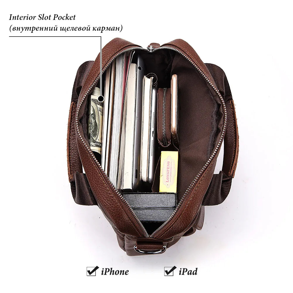 Men’s Genuine Leather Crossbody Bag, Business Travel Messenger