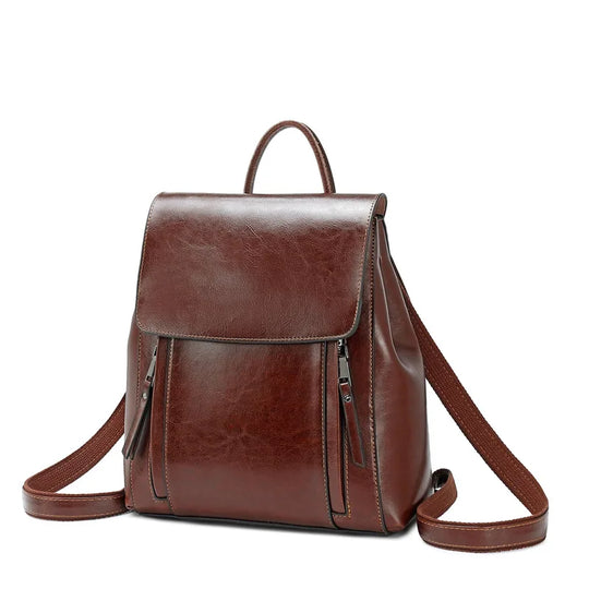 Women’s Genuine Leather Backpack, Crossbody School Laptop Bag
