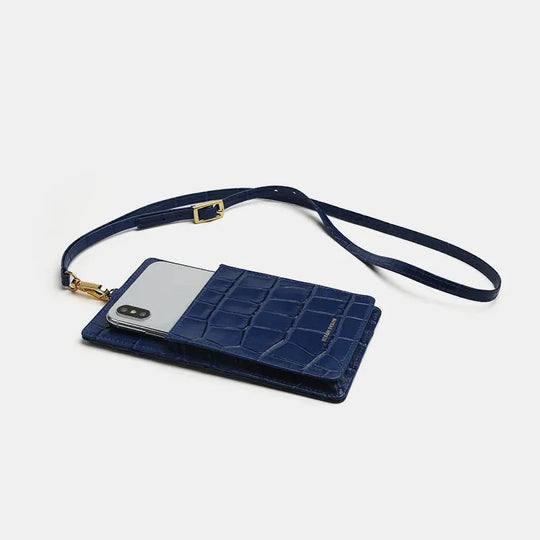 Luxury Croco Mobile Phone Bag, Purse & Wallet with Lanyard - Leather Purse Backpack