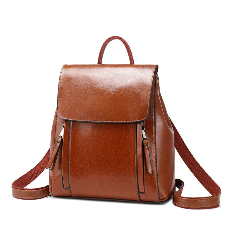 Women’s Genuine Leather Backpack, Crossbody School Laptop Bag