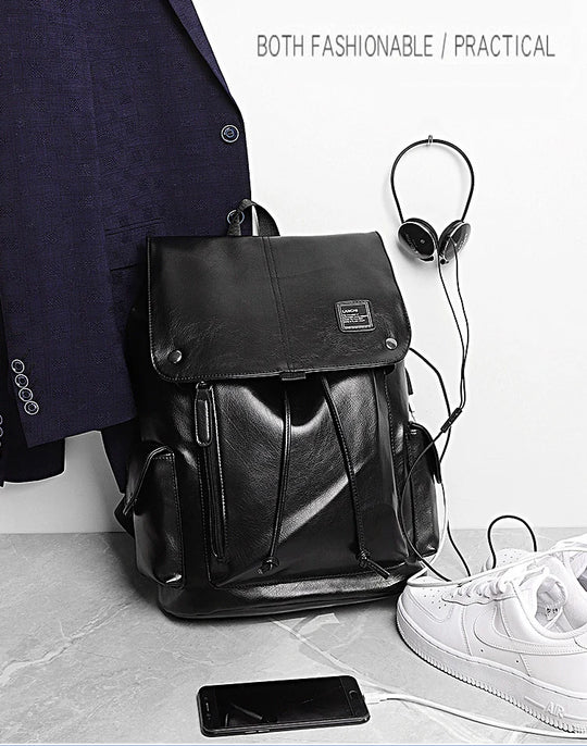 Luxury Leather Men’s Backpack, Business Laptop Travel Daypack