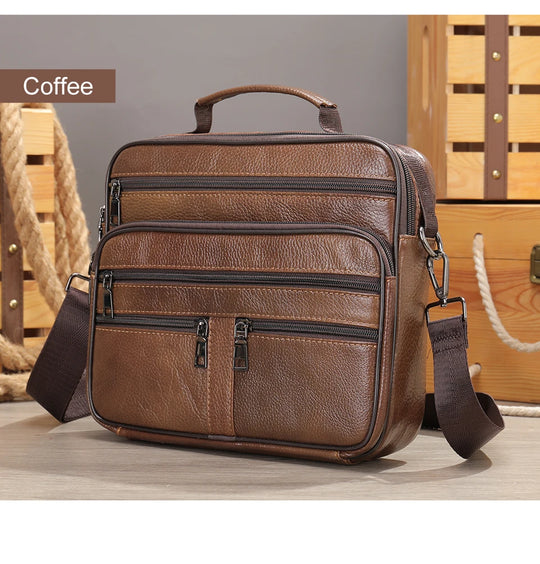 Men’s Genuine Cowhide Leather Shoulder Bag, Business Messenger