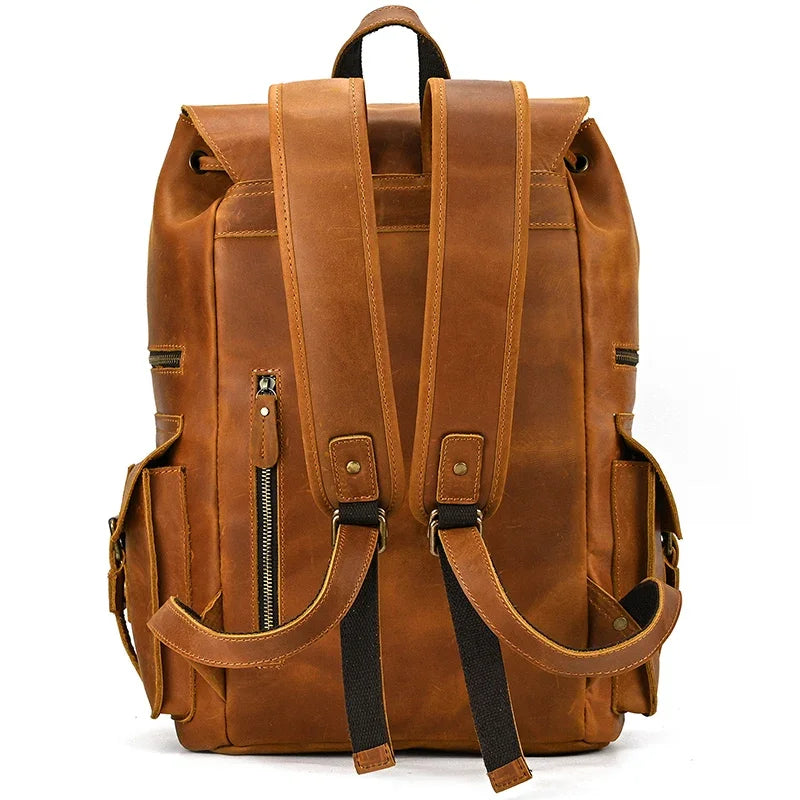 Men’s Genuine Leather Backpack, 17" Laptop Large Travel Bag