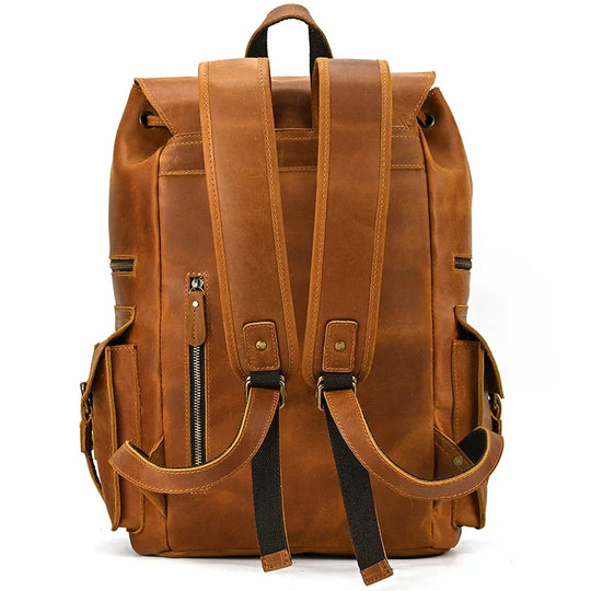 Men’s Genuine Leather Backpack, 17" Laptop Large Travel Bag