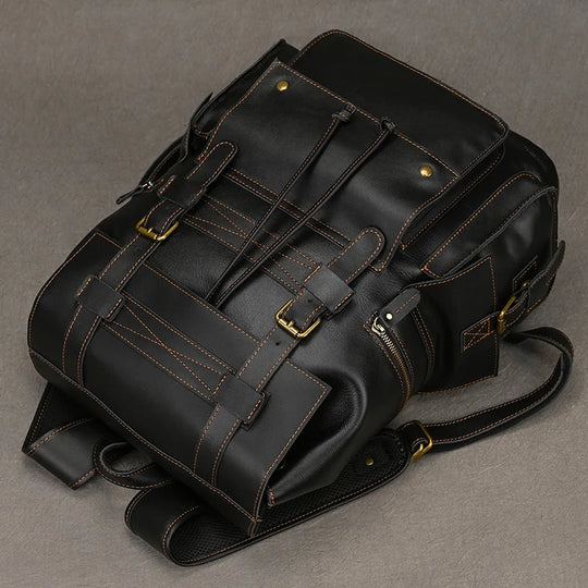Men’s Genuine Leather Backpack, 17" Laptop Large Travel Bag