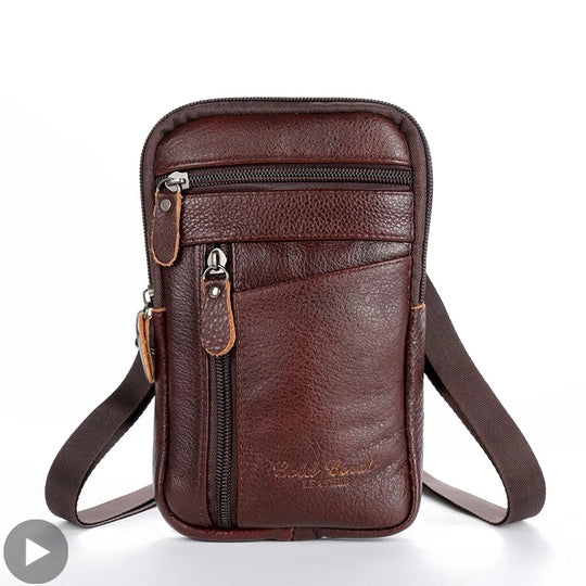 Men’s Genuine Leather Waist Bag, Crossbody Fanny Pack