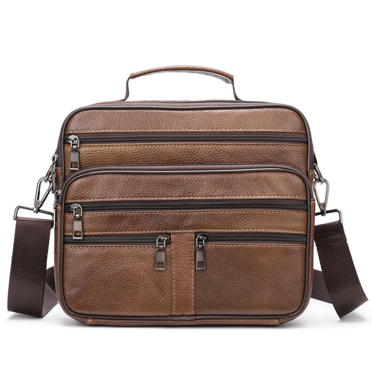 Men’s Genuine Cowhide Leather Shoulder Bag, Business Messenger