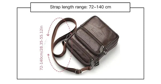 Men’s Leather Crossbody Bag, Vertical Multifunctional Messenger