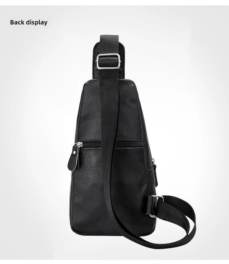 Men’s Genuine Leather Chest Pack, Large Capacity Crossbody Bag