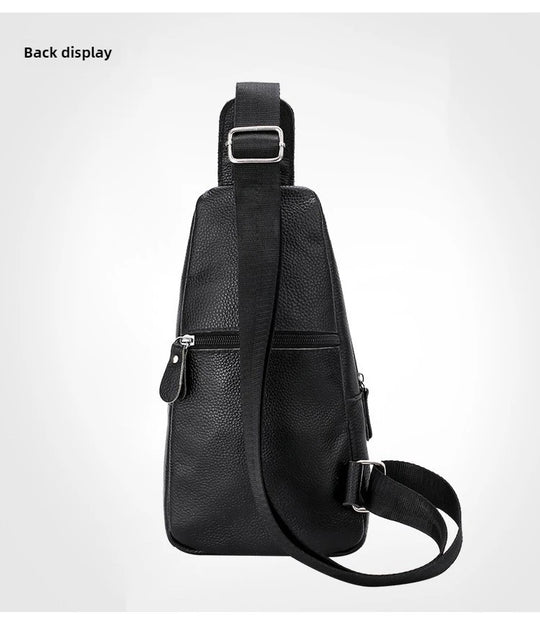 Men’s Genuine Leather Chest Pack, Large Capacity Crossbody Bag