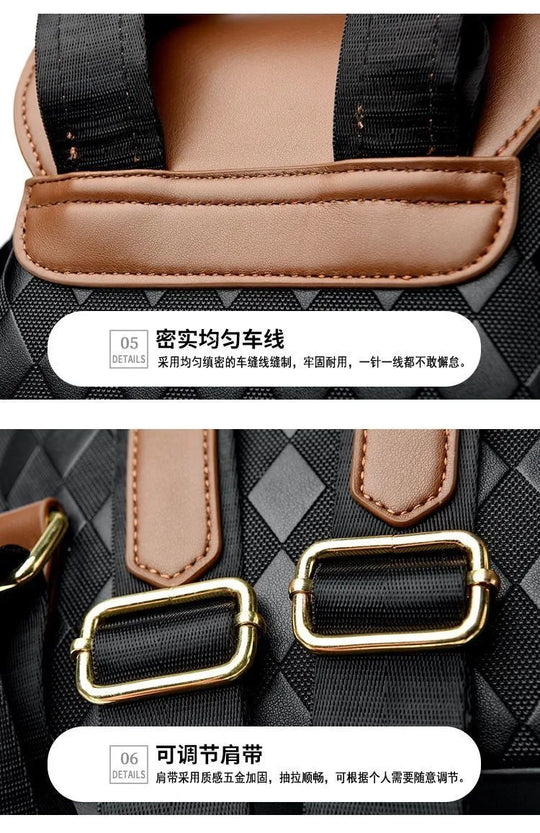 Women’s PU Leather Backpack, Large Capacity Casual Travel Bag