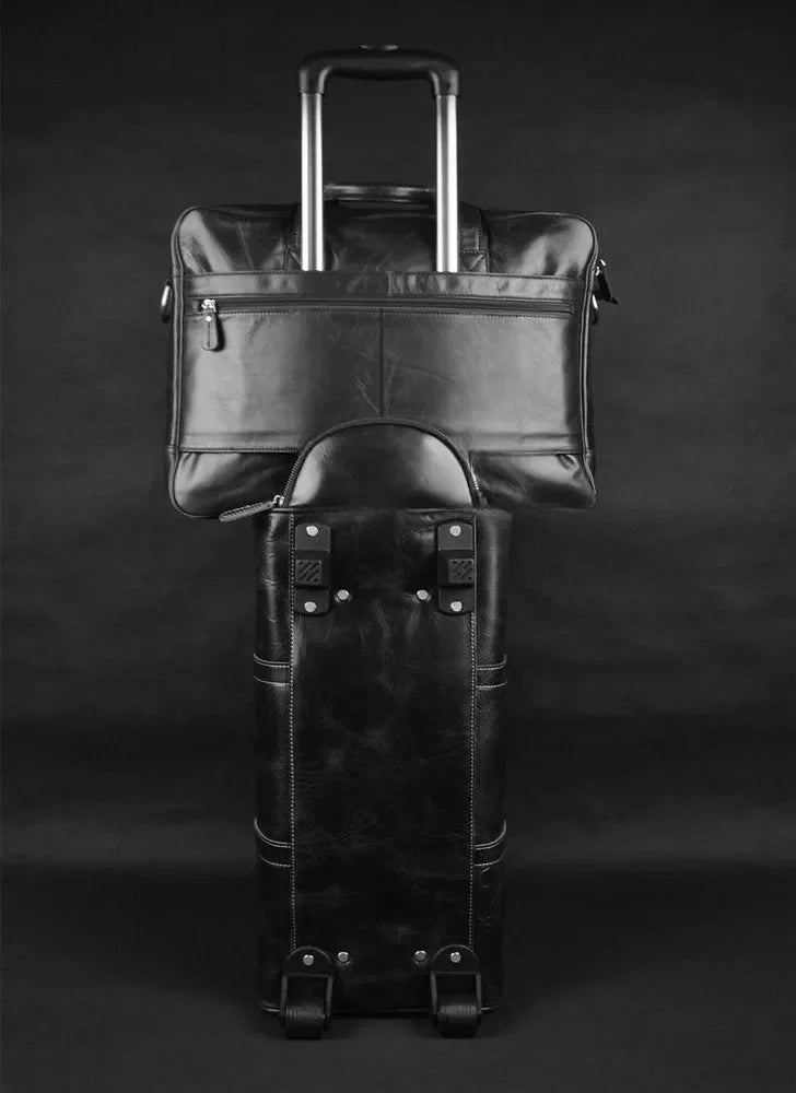 Genuine Crazy Horse Leather Men's Briefcase, 17" Laptop Business Bag