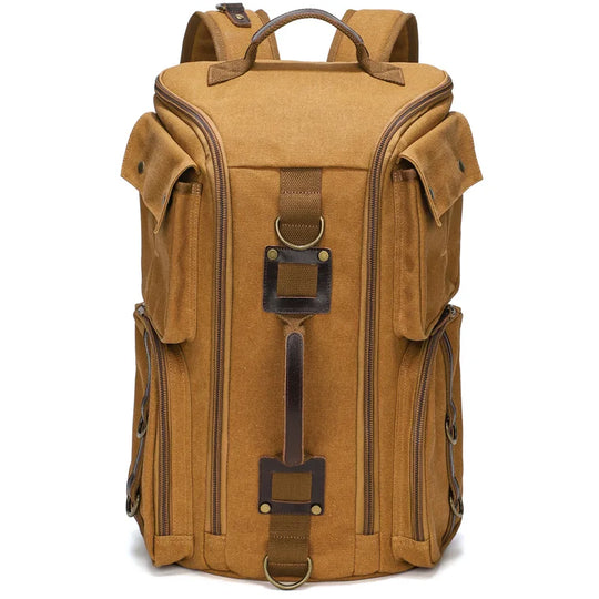 Vintage Leather Backpack, 16" Laptop Canvas Travel Bag