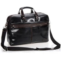Genuine Crazy Horse Leather Men's Briefcase, 17" Laptop Business Bag
