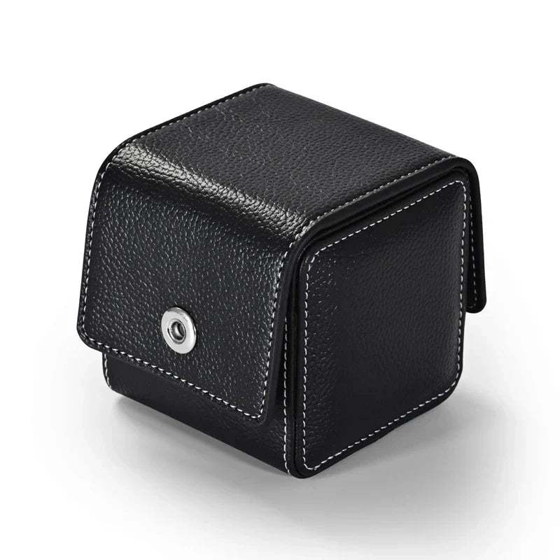 Elegant Black Leather Watch Case - 1 Slot - Leather Purse Backpack