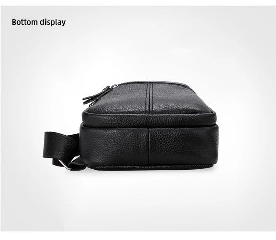 Men’s Genuine Leather Chest Pack, Large Capacity Crossbody Bag