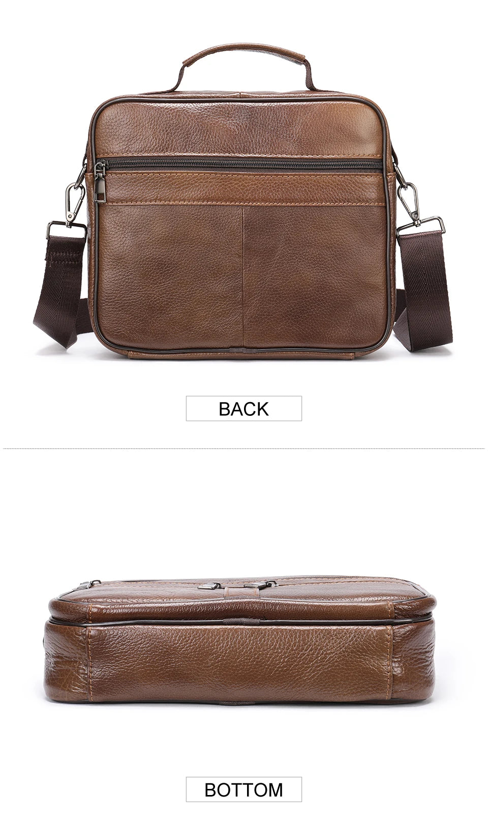 Men’s Genuine Cowhide Leather Shoulder Bag, Business Messenger