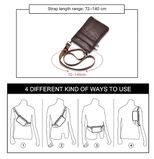 Men’s Genuine Leather Crossbody Bag, Business Messenger